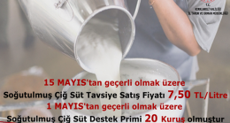 Soğutulmuş çiğ sütün tavsiye satış fiyatı 7,50 TL/Litre