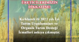 Kırklareli İl Tarım ve Orman Müdürlüğünden askı açıklaması