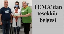 TEMA’dan teşekkür belgesi