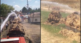 Saman yüklü iki römorkta çıkan yangın söndürüldü