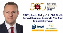 “Türkiye’nin 500 Büyük Sanayi Kuruluşu 2022 Listesi”nde Kırklareli Ticaret ve Sanayi Odası Üyesi 2 Firma yer aldı