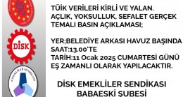 DİSK Emekliler Sendikası Babaeski Şubesi, 11 Ocak’ta Basın Açıklaması Düzenleyecek