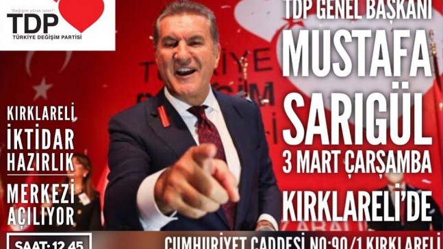 Sarıgül “Kırklareli’de” Startı veriyor