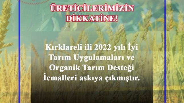 Kırklareli İl Tarım ve Orman Müdürlüğünden askı açıklaması