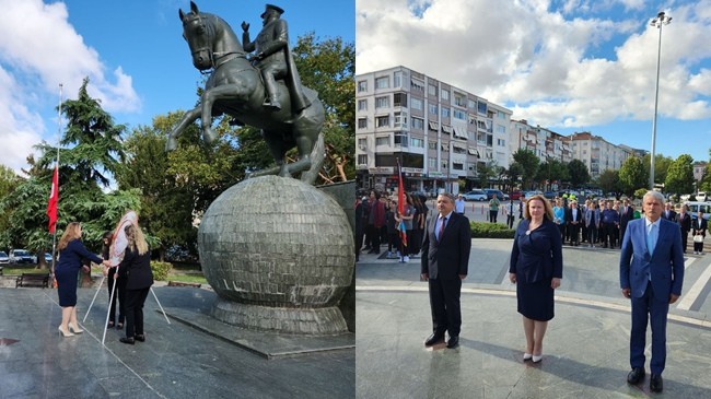 Atatürk Anıtına çelenk sundular