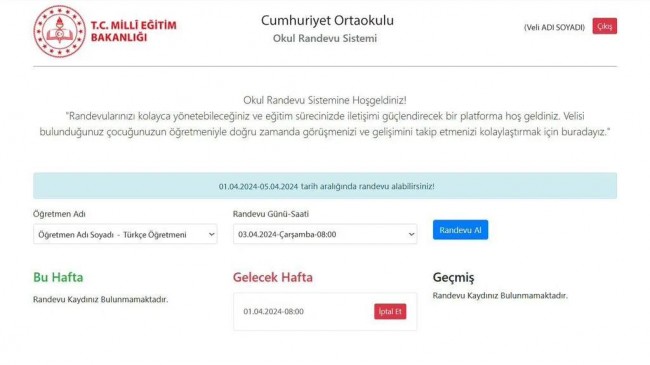 Okul Randevu Sistemi ile Veliler Artık Online Randevu Alabilecek